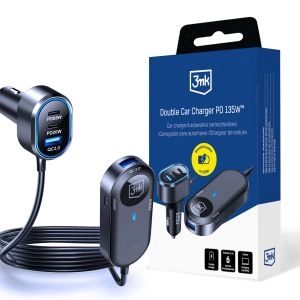 Încărcător auto 3mk Double Car Charger 135W PD QC PPS USB-C USB-A