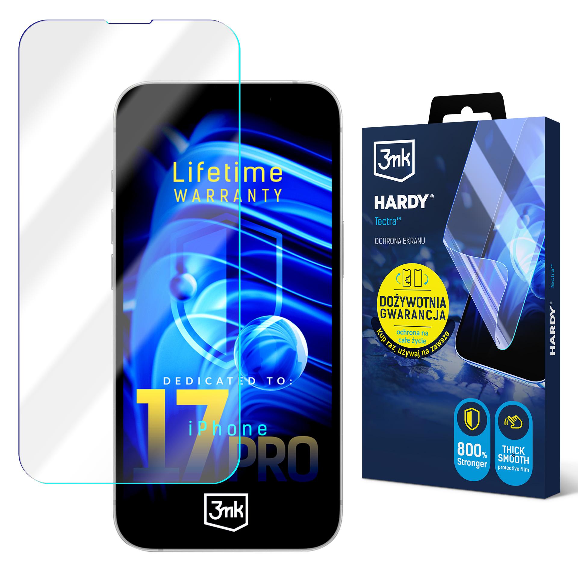 Folie superrezistentă pentru Apple iPhone 17 Pro - 3mk HARDY® Tectra™ (garanție pe viață)