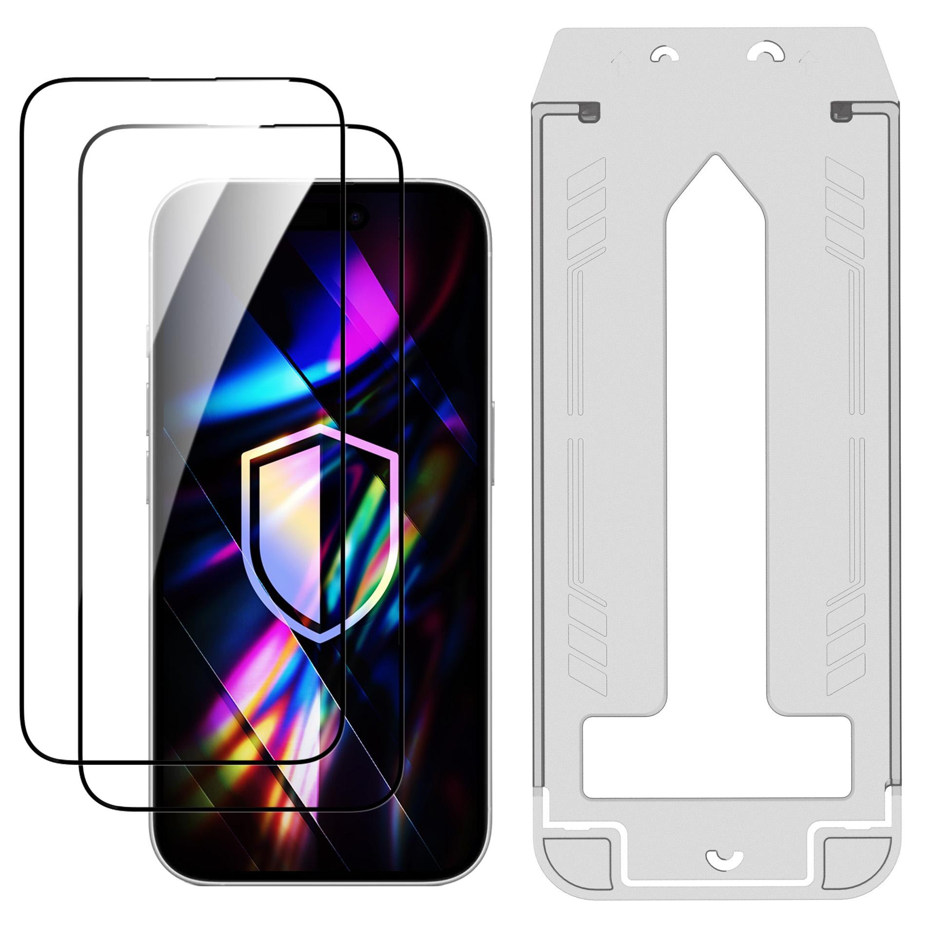 2× Sticlă securizată cu aplicator pentru Apple iphone 15/16 - 3mk HARDY® Hardura 9H™