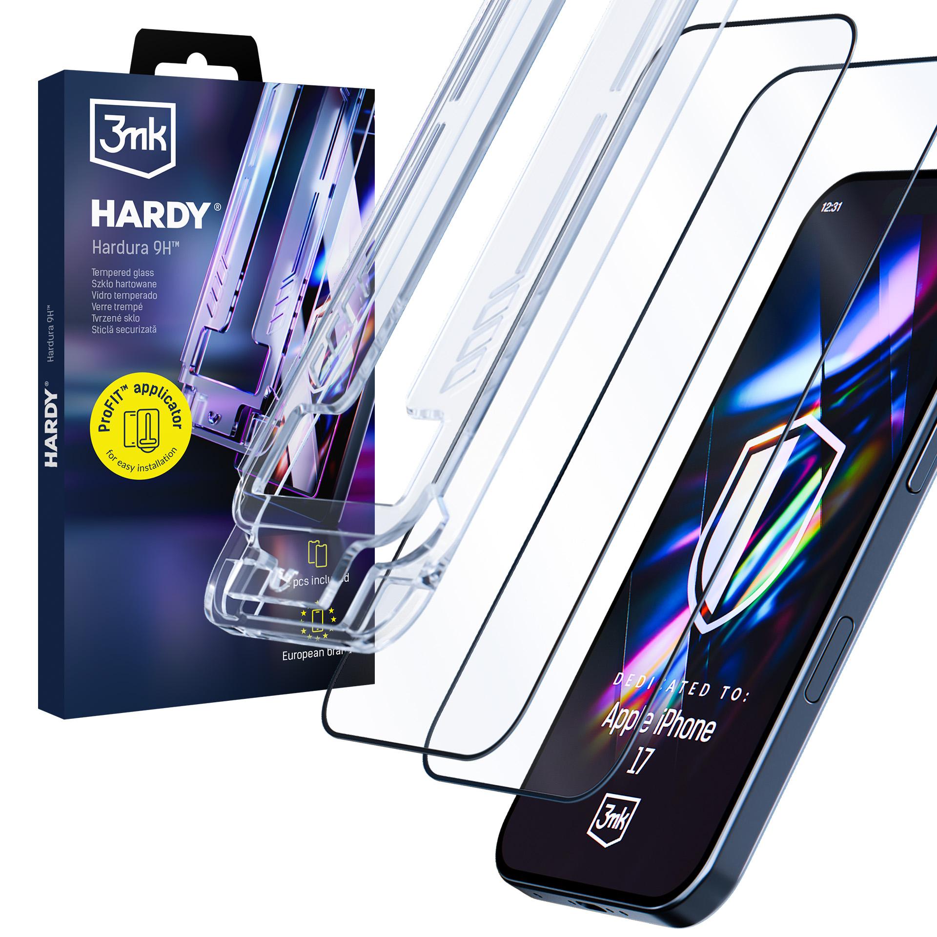 2× Sticlă securizată cu aplicator pentru Apple iPhone 16 Pro/ 17 - 3mk HARDY® Hardura 9H™
