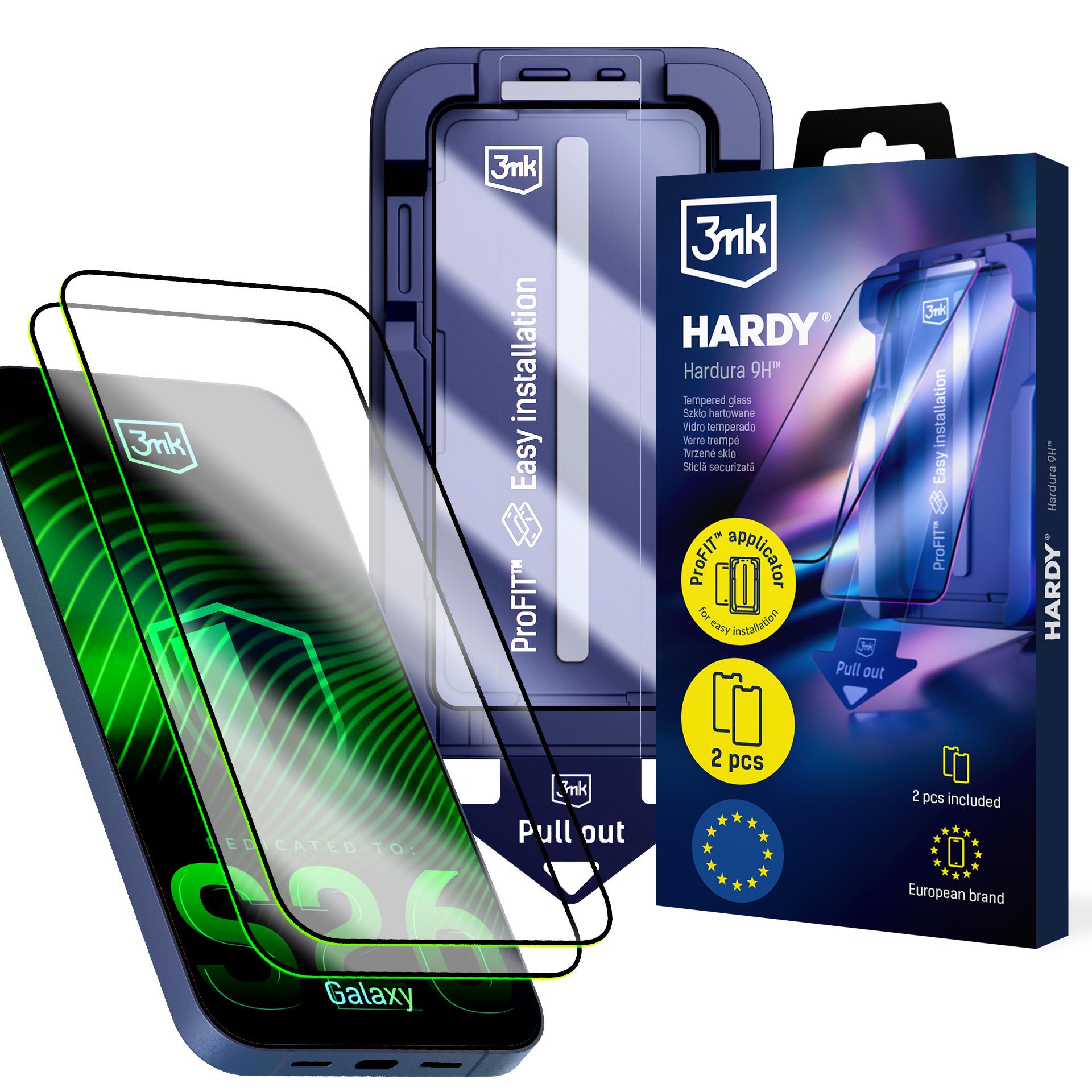 2x Sticlă securizată cu aplicator pentru Samsung Galaxy S26 – 3mk HARDY® Hardura 9H™