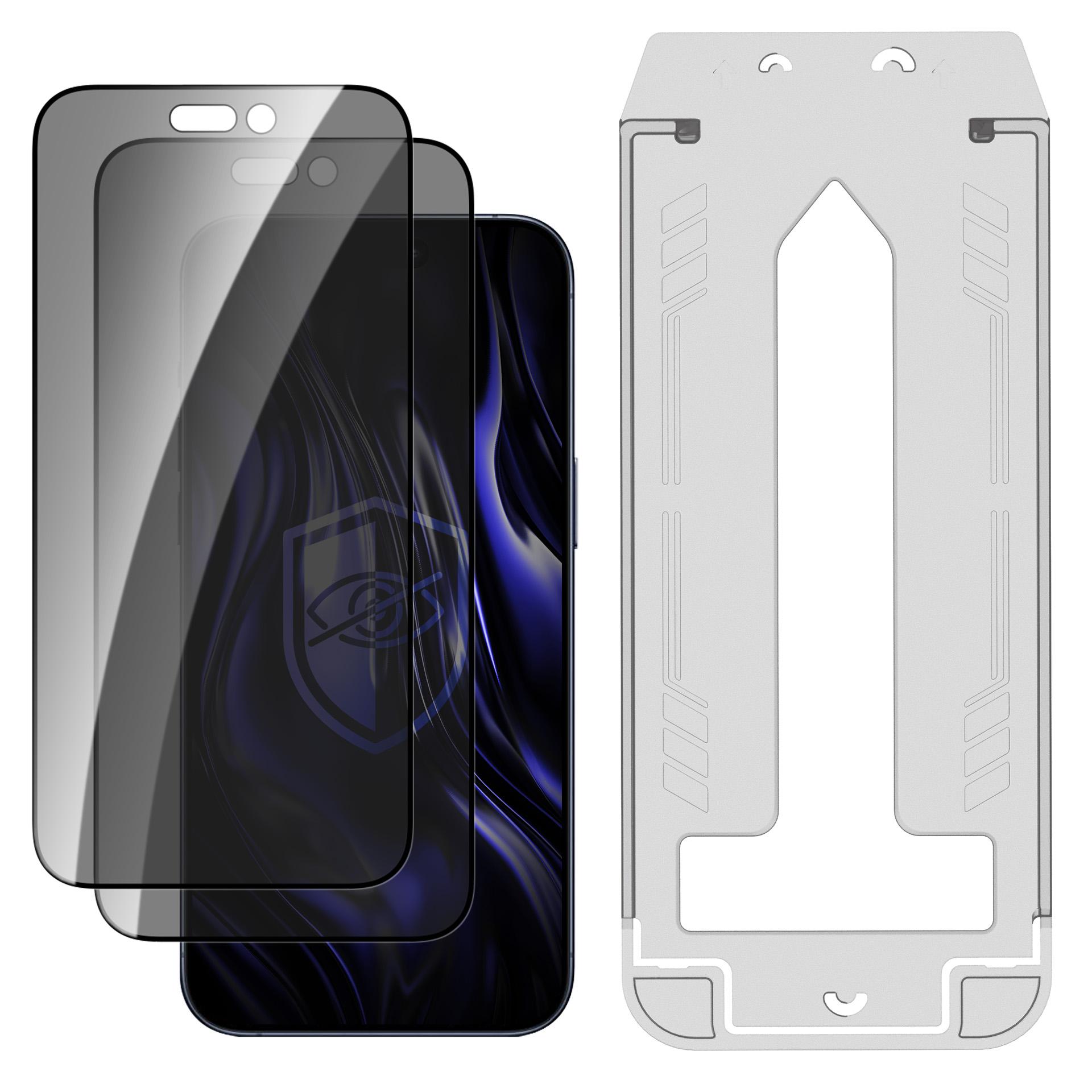 2× Sticlă de confidențialitate cu aplicator pentru Apple iPhone 16 Pro Max – 3mk HARDY® Privzone 9H™