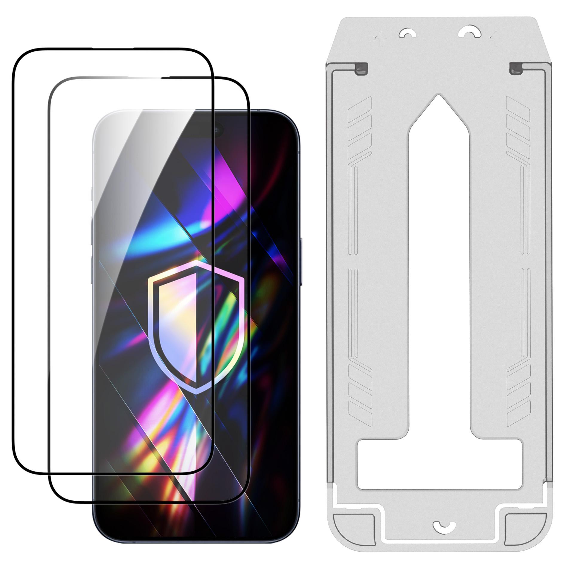2× Sticlă securizată cu aplicator pentru Apple iPhone 15 Pro Max - 3mk HARDY® Hardura 9H™