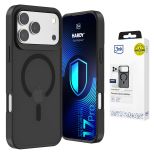 Husă fumurie cu MagSafe pentru Apple iPhone 17 Pro – 3mk HARDY® Hazy MagCase™ Black