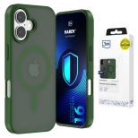 Husă fumurie cu MagSafe pentru Apple iPhone 16 – 3mk HARDY® Hazy MagCase™ Green