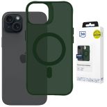 Husă fumurie cu MagSafe pentru Apple iPhone 15 – 3mk HARDY® Hazy MagCase™ Green