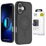 Husă fumurie cu MagSafe pentru Apple iPhone 16 – 3mk HARDY® Hazy MagCase™ Black