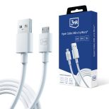 Cablu USB-A la Micro 12W 2,4A 1,2 m - 3mk Hyper Cable White