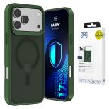 Husă fumurie cu MagSafe pentru Apple iPhone 17 Pro Max – 3mk HARDY® Hazy MagCase™ Green
