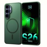 Husă fumurie cu MagSafe pentru Samsung Galaxy S26+ – 3mk HARDY® Hazy MagCase™ Green