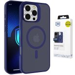 Husă fumurie cu MagSafe pentru Apple iPhone 16 Pro Max – 3mk HARDY® Hazy MagCase™ Blue