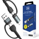 Cablu 1.2m 60W 20V/3A QC 3.0 3mk Hyper Cable N-SERIES USB-A/C to USB-C/Lightning™ Black