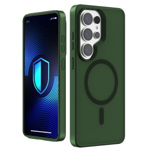 Husă fumurie cu MagSafe pentru Samsung Galaxy S25 Ultra – 3mk HARDY® Hazy MagCase™ Green