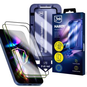 2x Sticlă securizată cu aplicator pentru Apple iPhone 15/16 – 3mk HARDY® Hardura 9H™