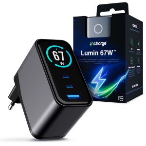 Încărcător de rețea cu afișaj TFT QC 4+ PPS USB-C USB-A 3mk incharge® Lumin 67W™