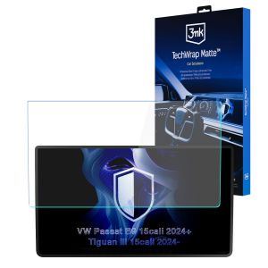 Folie de protecție mată pentru ecranul de navigație pentru VW Passat B9 2024- 15" – 3mk TechWrap Matte™ Center Display
