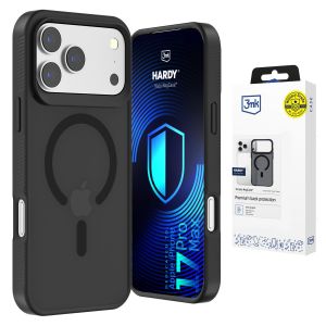 Husă fumurie cu MagSafe pentru Apple iPhone 17 Pro Max – 3mk HARDY® Hazy MagCase™ Black
