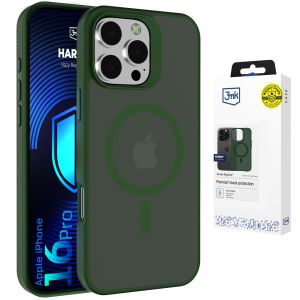 Husă fumurie cu MagSafe pentru Apple iPhone 16 Pro – 3mk HARDY® Hazy MagCase™ Green