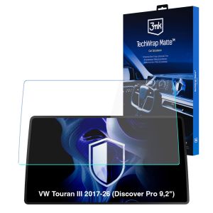 Folie de protecție mată pentru ecranul de navigație pentru VW Touran III 2017-26 (Discover Pro 9,2") – 3mk TechWrap Matte™ Center Display