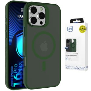 Husă fumurie cu MagSafe pentru Apple iPhone 16 Pro Max – 3mk HARDY® Hazy MagCase™ Green