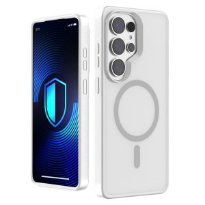 Husă fumurie cu MagSafe pentru Samsung Galaxy S25 Ultra – 3mk HARDY® Hazy MagCase™ White