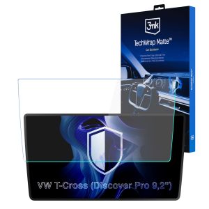 Folie de protecție mată pentru ecranul de navigație pentru VW T-Cross 2019- (Discover Pro 9,2") – 3mk TechWrap Matte™ Center Display