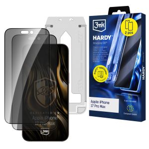 2× Sticlă de confidențialitate cu aplicator pentru Apple iPhone 17 Pro Max - 3mk HARDY® Privzone 9H™