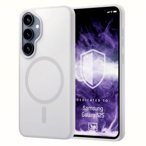 Husă fumurie cu MagSafe pentru Samsung Galaxy S25 – 3mk HARDY® Hazy MagCase™ White