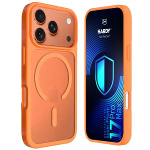 Husă fumurie cu MagSafe pentru Apple iPhone 17 Pro Max – 3mk HARDY® Hazy MagCase™ Orange
