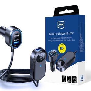 Încărcător auto 3mk Double Car Charger 135W PD QC PPS USB-C USB-A