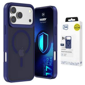 Husă fumurie cu MagSafe pentru Apple iPhone 17 Pro Max – 3mk HARDY® Hazy MagCase™ Blue