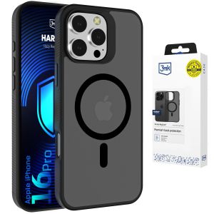 Husă fumurie cu MagSafe pentru Apple iPhone 16 Pro – 3mk HARDY® Hazy MagCase™ Black