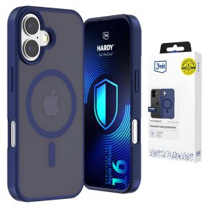 Husă fumurie cu MagSafe pentru Apple iPhone 16 – 3mk HARDY® Hazy MagCase™ Blue