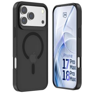 Husă fumurie cu MagSafe pentru Apple iPhone 17 Pro Max/ 18 Pro Max – 3mk HARDY® Hazy MagCase™ Black