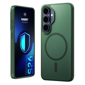 Husă fumurie cu MagSafe pentru Samsung Galaxy S26 – 3mk HARDY® Hazy MagCase™ Green