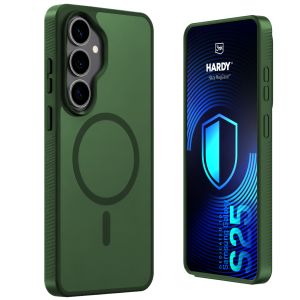 Husă fumurie cu MagSafe pentru Samsung Galaxy S25 – 3mk HARDY® Hazy MagCase™ Green