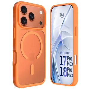 Husă fumurie cu MagSafe pentru Apple iPhone 17 Pro Max/ 18 Pro Max – 3mk HARDY® Hazy MagCase™ Orange