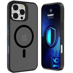 Husă fumurie cu MagSafe pentru Apple iPhone 16 Pro Max – 3mk HARDY® Hazy MagCase™ Black