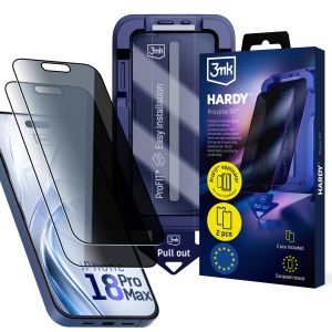 2x Sticlă securizată cu filtru de confidențialitate și aplicator pentru Apple iPhone 18 Pro Max - 3mk HARDY® Privzone 9H™