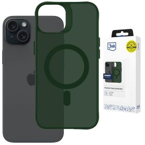 Husă fumurie cu MagSafe pentru Apple iPhone 15 – 3mk HARDY® Hazy MagCase™ Green