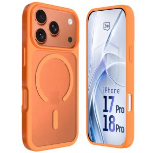 Husă fumurie cu MagSafe pentru Apple iPhone 17 Pro/ 18 Pro – 3mk HARDY® Hazy MagCase™ Orange