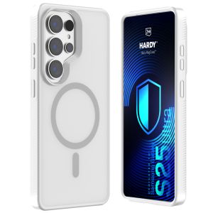 Husă fumurie cu MagSafe pentru Samsung Galaxy S25 Ultra – 3mk HARDY® Hazy MagCase™ White