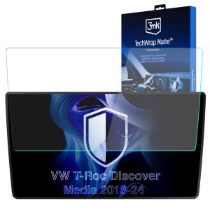 Folie de protecție mată pentru ecranul de navigație pentru VW T-Roc I Discover Media 2018-25 – 3mk TechWrap Matte™ Center Display