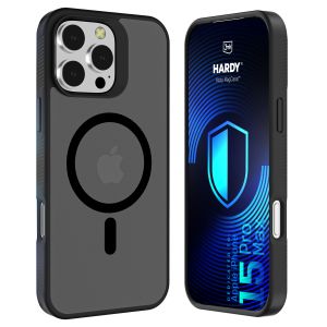 Husă fumurie cu MagSafe pentru Apple iPhone 15 Pro Max – 3mk HARDY® Hazy MagCase™ Black
