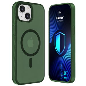 Husă fumurie cu MagSafe pentru Apple iPhone 15 – 3mk HARDY® Hazy MagCase™ Green