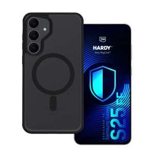 Husă fumurie cu MagSafe pentru Samsung Galaxy S25 FE – 3mk HARDY® Hazy MagCase™ Black