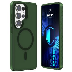 Husă fumurie cu MagSafe pentru Samsung Galaxy S25 Ultra – 3mk HARDY® Hazy MagCase™ Green