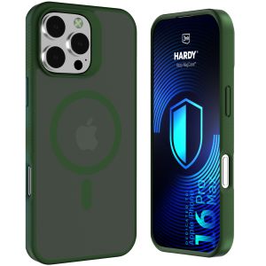 Husă fumurie cu MagSafe pentru Apple iPhone 16 Pro Max – 3mk HARDY® Hazy MagCase™ Green