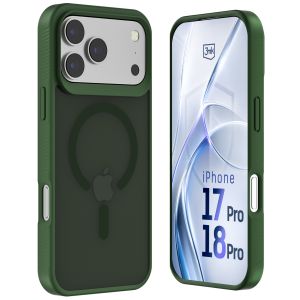 Husă fumurie cu MagSafe pentru Apple iPhone 17 Pro/ 18 Pro – 3mk HARDY® Hazy MagCase™ Green