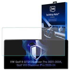 Folie de protecție mată pentru ecranul de navigație pentru VW Golf VIII Discover Pro 2020-24 – 3mk TechWrap Matte™ Center Display